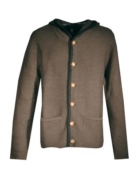 Strickjacke Arberschutzhaus alpinbraun braun mit Kapuze