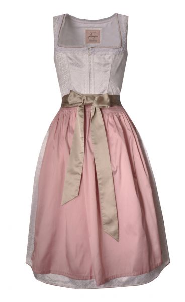 B-Ware / 2. Wahl /-Dirndl midi 69cm Ammermühle weiß rosa beige 2tlg. Alpenglanz