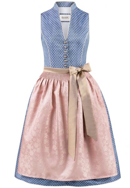 B-Ware / 2. Wahl - Dirndl midi 65 cm Melinda blau taupe rosa Stockerpoint