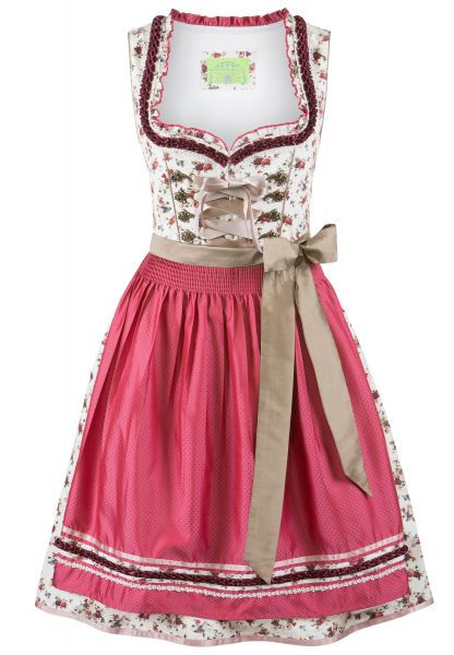 B-Ware / 2. Wahl - Dirndl midi 60cm Isadora creme fuchsia rosa pink violett Stockerpoint