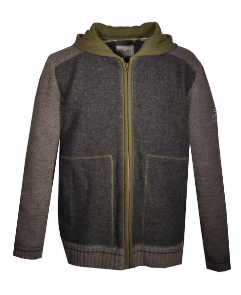 Trachtenjacke Strickhoodie 7050 anthrazit grau grün Fuchs