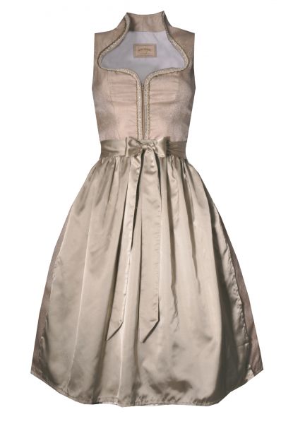 B-Ware / 2. Wahl - Dirndl midi 65 cm Schlipfhalden taupe beige braun Stockerpoint