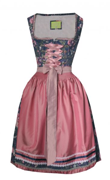 B-Ware / 2. Wahl - Dirndl midi 58cm Gegelhof blau-rose Stockerpoint