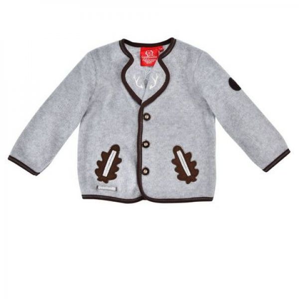 Kinder Trachten Fleecejacke Gipfelkraxler grau braun Bondi