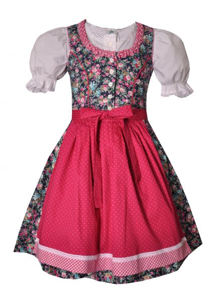 Kinderdirndl Jugenddirndl Ostfeld rosa blau Trachtenset 3tlg. Isar-Trachten