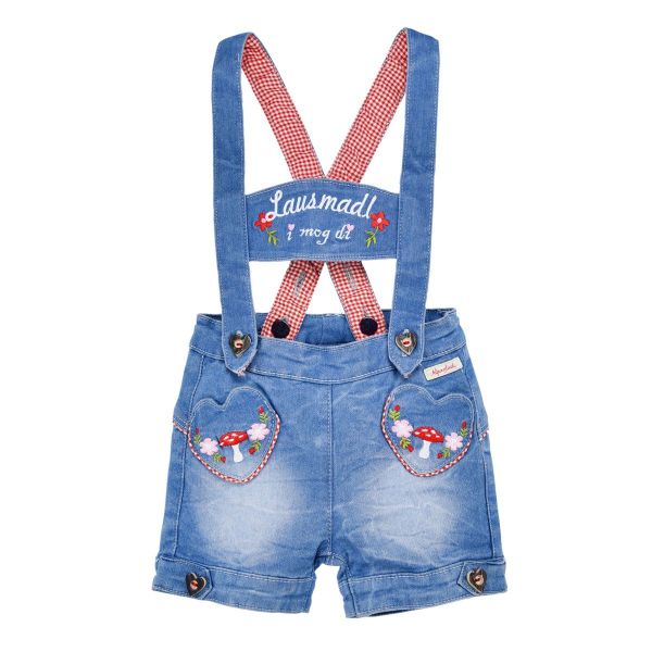 Kinder Trachten Latzshort Lausmadl Alpenglück blau jeans denim Bondi