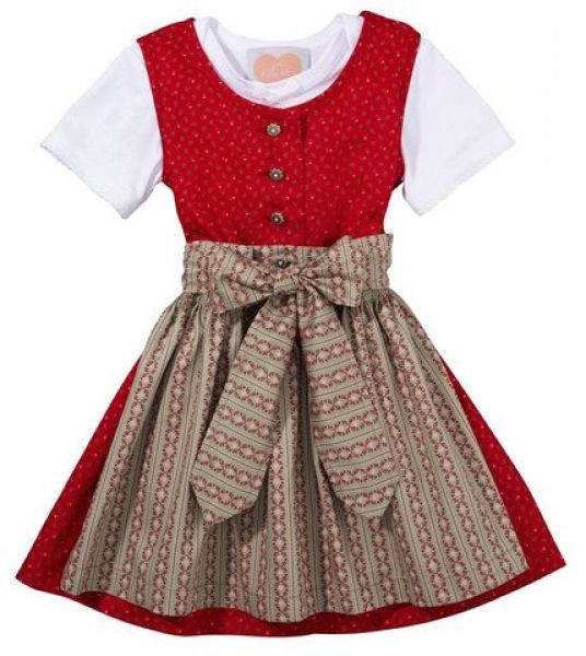 Kinderdirndl Babydirndl Annika rot sand braun beige Trachtenset 3tlg. Trachten Deiser