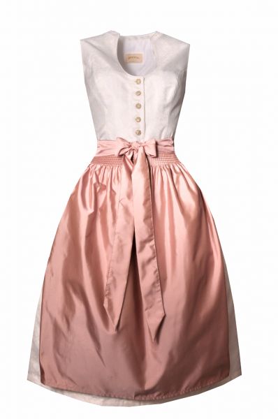 B-Ware / 2. Wahl - Dirndl midi 70cm Huckenham Ivory weiß rosa Stockerpoint