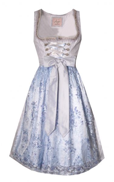 B-Ware / 2. Wahl - Dirndl midi 65cm hellblau blau Alpenglanz Design