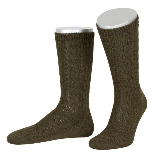 Trachtensocken oliv grün Zopfmuster Lusana